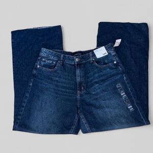 Aeropostale High Rise Wide Leg Dark Blue Jeans Frayed Hem Women’s Sz 14 RegNWT